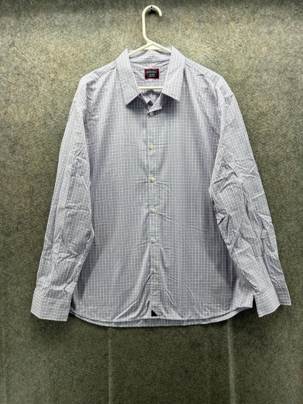 UNTUCKit Shirt Men 2XL Blue Check Long Sleeve Button Up Casual Cotton Woven